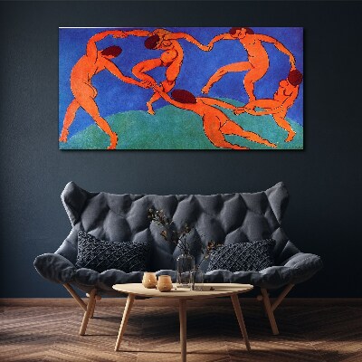 Dancing figures on a blue background Canvas wall art