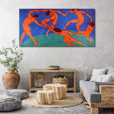 Dancing figures on a blue background Canvas wall art