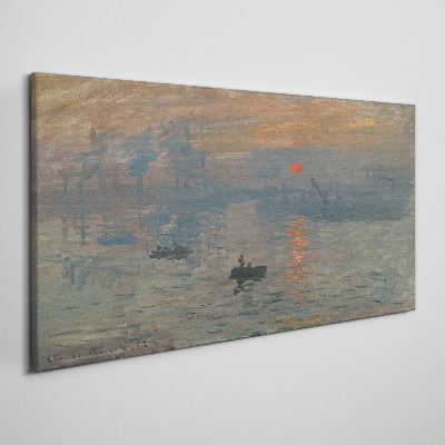Sunset over the port Canvas wall art