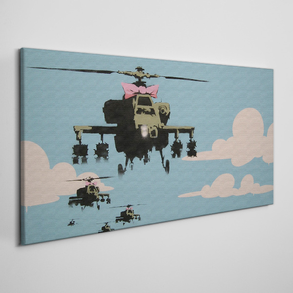 Helicopters in pink bows Canvas wall art