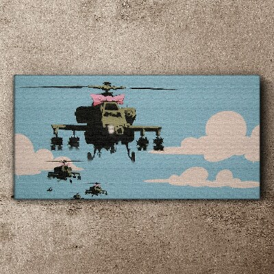 Helicopters in pink bows Canvas wall art