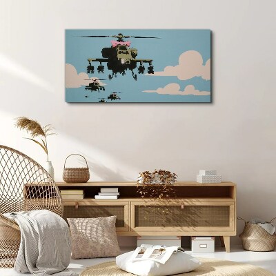 Helicopters in pink bows Canvas wall art