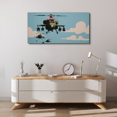 Helicopters in pink bows Canvas wall art