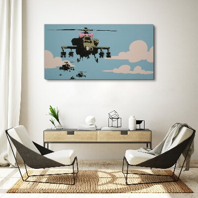 Helicopters in pink bows Canvas wall art