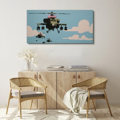 Helicopters in pink bows Canvas wall art