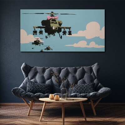 Helicopters in pink bows Canvas wall art