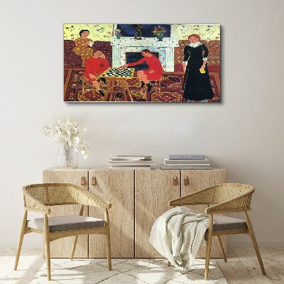 A game of chess in a colorful interior Canvas wall art
