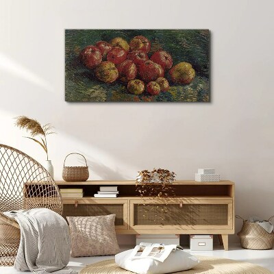 Apples on a green background Print on canvas