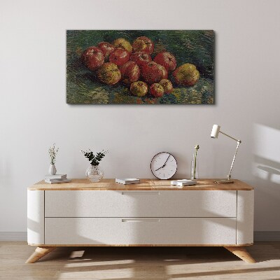 Apples on a green background Print on canvas