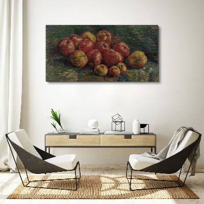 Apples on a green background Print on canvas