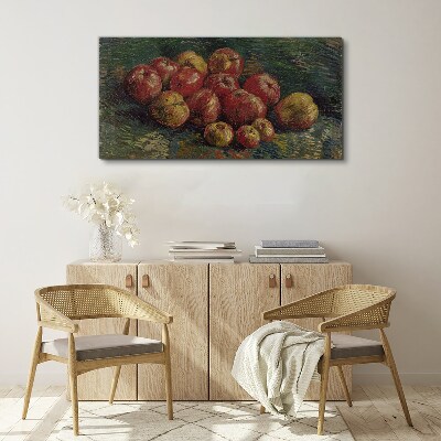 Apples on a green background Print on canvas