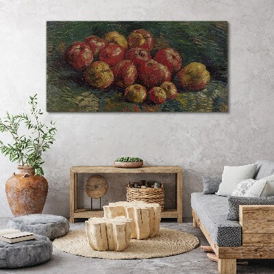 Apples on a green background Print on canvas