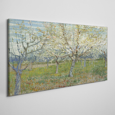 Flowering trees in the spring sun Print on canvas