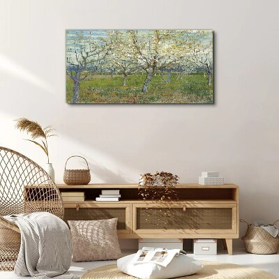 Flowering trees in the spring sun Print on canvas