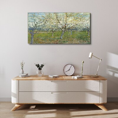 Flowering trees in the spring sun Print on canvas