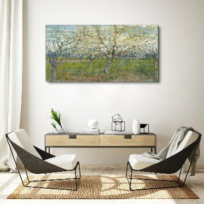 Flowering trees in the spring sun Print on canvas