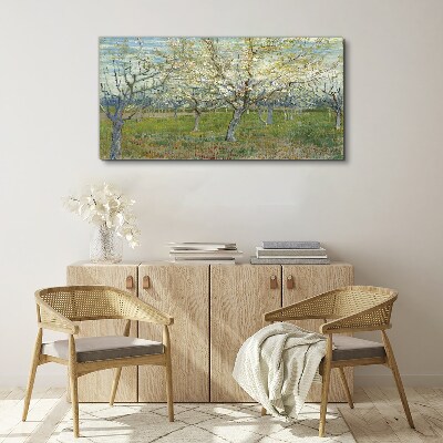 Flowering trees in the spring sun Print on canvas