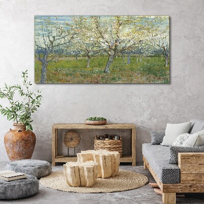 Flowering trees in the spring sun Print on canvas