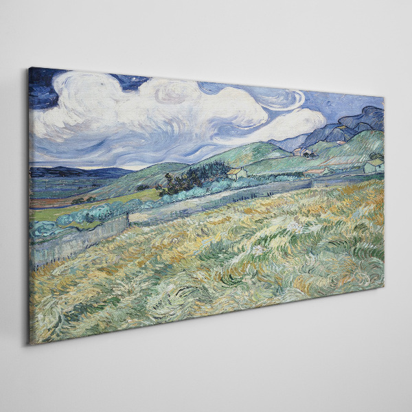 A wave of green and sky Canvas wall art