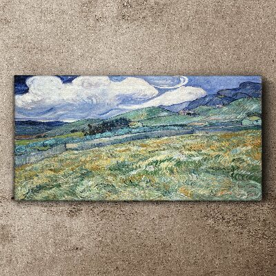 A wave of green and sky Canvas wall art