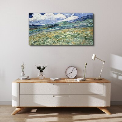 A wave of green and sky Canvas wall art