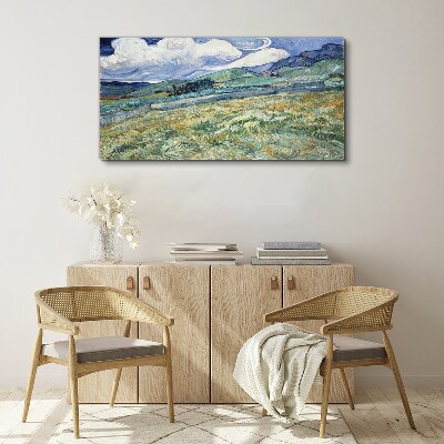 A wave of green and sky Canvas wall art