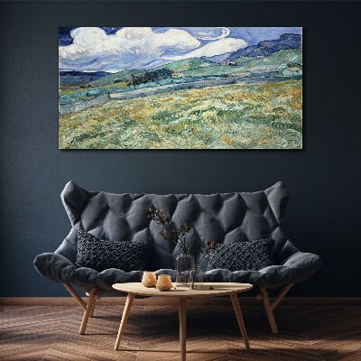 A wave of green and sky Canvas wall art