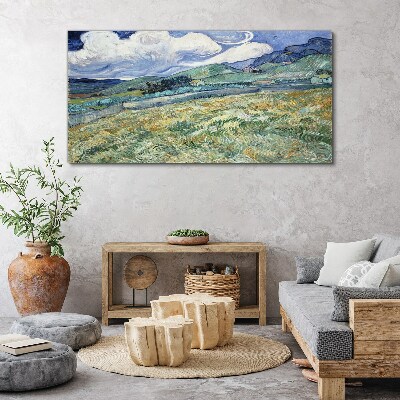 A wave of green and sky Canvas wall art