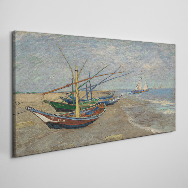 Boats on the beach Canvas wall art