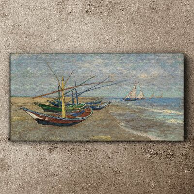 Boats on the beach Canvas wall art