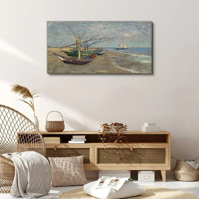 Boats on the beach Canvas wall art