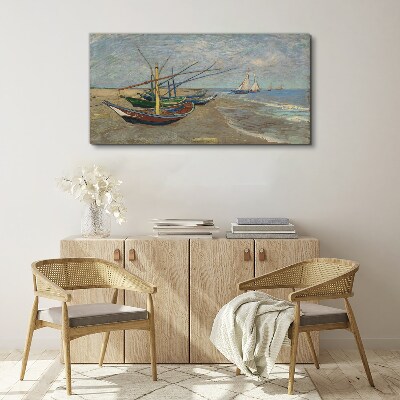 Boats on the beach Canvas wall art