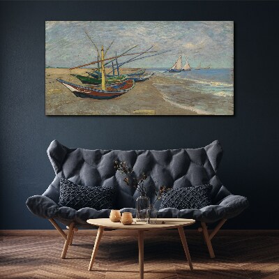 Boats on the beach Canvas wall art