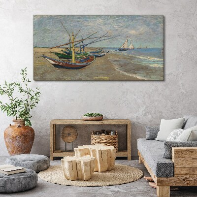Boats on the beach Canvas wall art