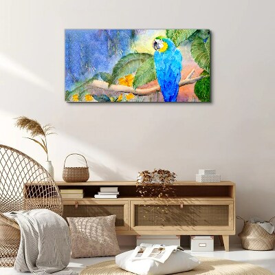 Tropical parrot in watercolor Canvas wall art