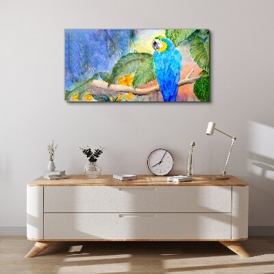 Tropical parrot in watercolor Canvas wall art