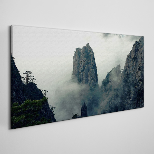 Misty mountain landscape Canvas wall art