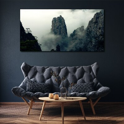 Misty mountain landscape Canvas wall art