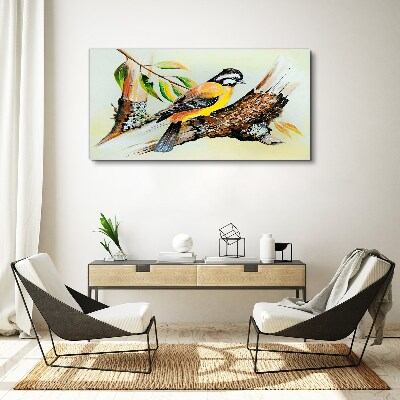 Bird on a branch Print on canvas