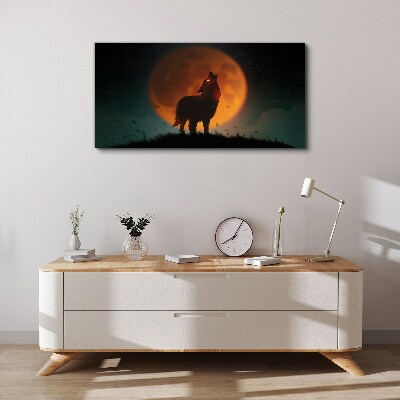 Wolf under the Moon Canvas wall art