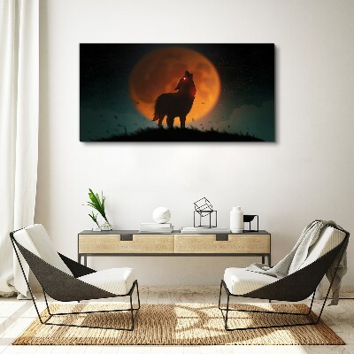 Wolf under the Moon Canvas wall art