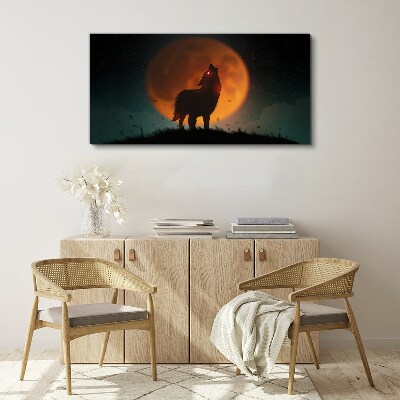 Wolf under the Moon Canvas wall art