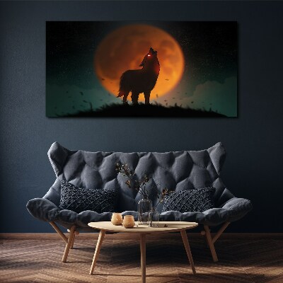 Wolf under the Moon Canvas wall art