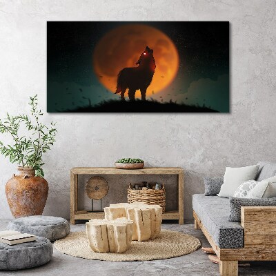 Wolf under the Moon Canvas wall art