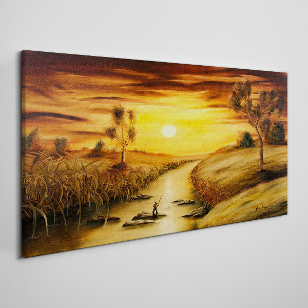 Golden hour on the river Print on canvas