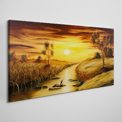Golden hour on the river Print on canvas