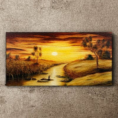 Golden hour on the river Print on canvas
