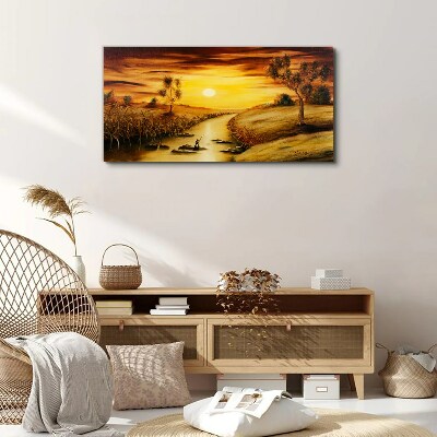 Golden hour on the river Print on canvas