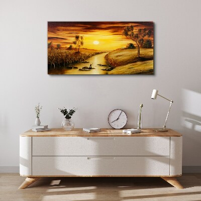 Golden hour on the river Print on canvas