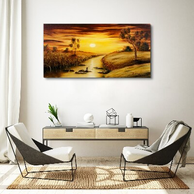 Golden hour on the river Print on canvas
